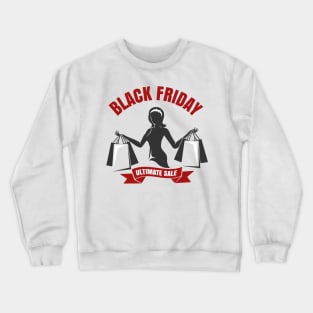 Black Friday Sale Emblem with shopping woman Crewneck Sweatshirt